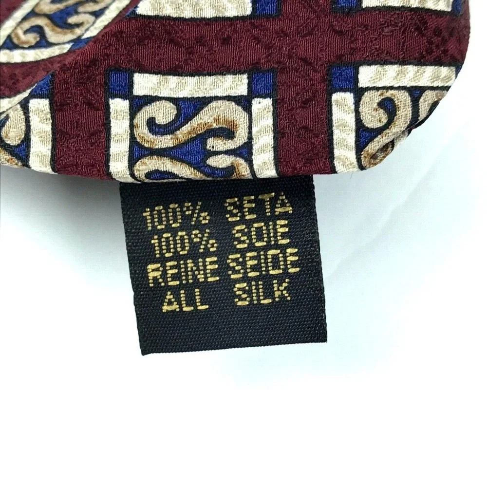 Jos. A. Bank Premier Collection Tie 100% Silk Maroon Red Blue Beige Necktie 63